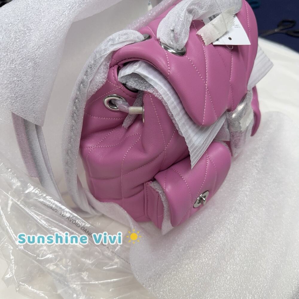 NWT Coach Tabby Backpack Pillow Quilting in Silver/Fuschia Nappa Leather CU076 - Picture 5 of 16